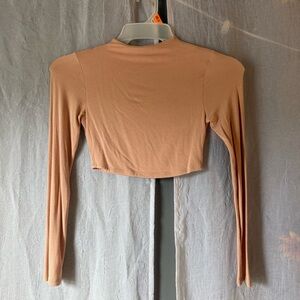 Naked Wardrobe Tan Long Sleeve Crop